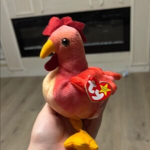 TY Beanie Baby Red and Yellow Rooster Plush